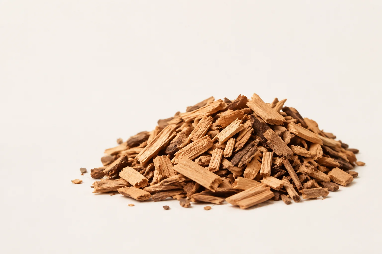 Illustration of loose wood chips on an off-white background